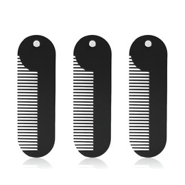 Metal Fine Tooth Portable Mini Pocket Beard Comb, Ideal for Thinner Hair and Beard, Black