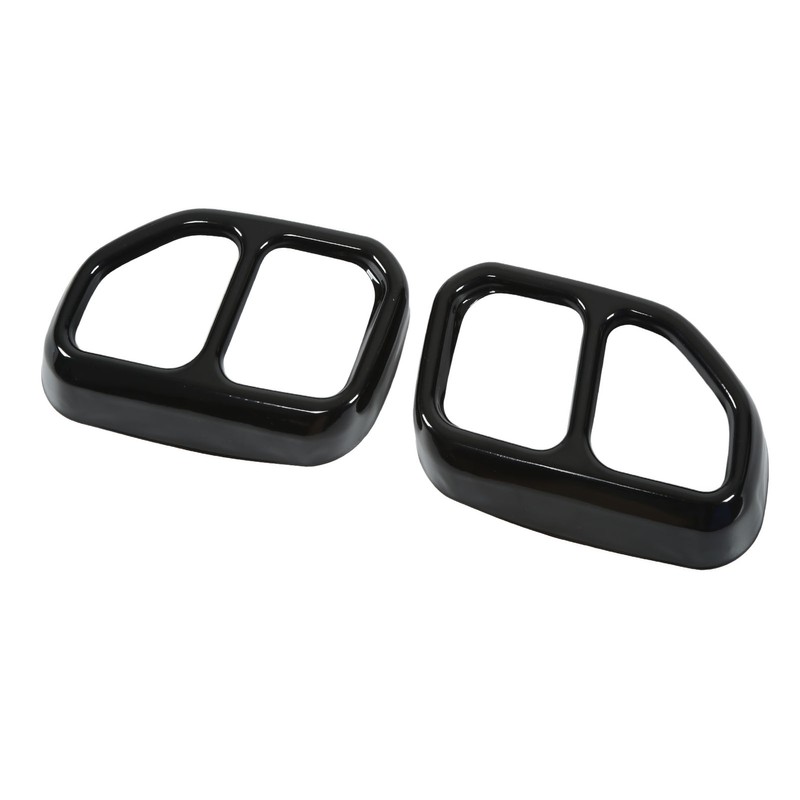 2pcs Gloss Black Car Tail Exhaust Pipe Cover Trim Stainless