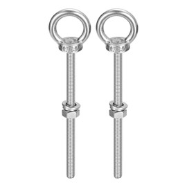 sourcing map Lifting Eye Bolt, 2 Sets M6 x 90mm Eye Bolt with Nut Washer 304 Stainless Steel Shoulder Lifting Ring Eye Bolt for Hanging Item