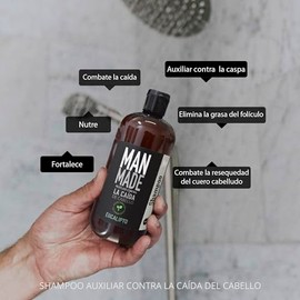 Man Made Shampoo Anticaida Eucalipto - Proteína de Trigo + Queratina + Extractos Naturales, 500ml