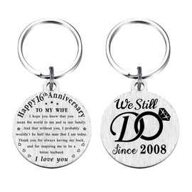 TANWIH 16th Wedding Anniversary Keychain Gifts for Wife, Best Wife Since 2008, 16 Year Anniversary Decoration for Her, 16 Yr Anniversary