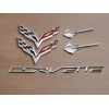 GM 5PC Chrome Front Rear Stingray Cross Flags Emblem Kit