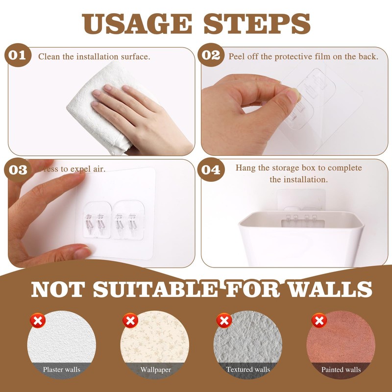 8PCS Kitchen Cabinet Door Storage Box, Adhesive Wall-Mounted Storage Box,