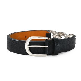 RISANTRY Black Belt for Women Silver Buckle with Metal Ring Link Decoration Perfect for Jeans and Casual Outfits