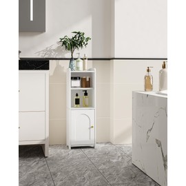 Hzuaneri Bathroom Storage Cabinet, Corner Floor Cabinet with Doors and Adjustable Shelf, Narrow Toilet Paper Cabinets, Bathroom Organizer for Small Spaces, White BC29713X