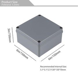 SJCCDSGS 6 x 6 x 3 inch Junction Box - IP66 Waterproof Dustproof ABS Plastic Electrical Box, Project Enclosure for Outdoor Electrical Applications (150 x 150 x 80 mm)