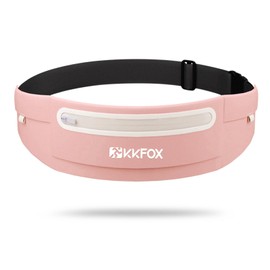 Running Belt with Waterproof, Men's Women's Runner Belt Bag, Reflective, 3 Pockets, Adjustable Elastic Band, Waist Bags for Running, Cycling, for Mobile Phones Under 7.5 Inches, pink, Sports style