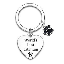 Cat Keyring Cat Mum Gifts Keyring for Women Mum Gifts Cat Lover Gifts for Men Mother Day Christmas Birthday Gifts for Cat World’s Best Cat Mum Gifts for Mum