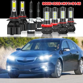 CHUSYYRAY For Acura TL 2009-2014 -8PCS Front LED HID Headlights Hi/Lo+DRL Fog Light Bulbs