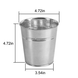 KINJOEK 16 Packs Galvanized Bucket Metal Planter Round Flower Pot Plant Basket for Balconies, Gardens, Patios, Office, Parties and Weddings, 4.72 x 4.72 x 3.54 Inch