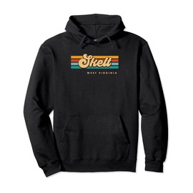 Vintage Sunset Stripes Skelt, West Virginia Pullover Hoodie