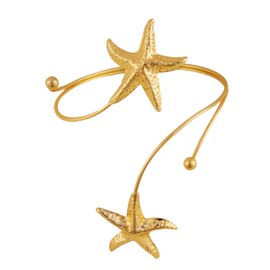 NKTDWO Gold Flower Starfish Moon Arm Cuff Bracelet for Women, Bohemian Style Upper Arm Bangle, Festival Summer Beach Jewelry Gift， Small Starfish
