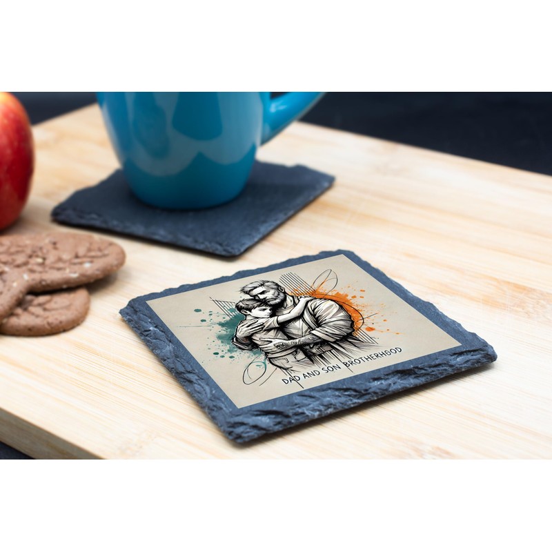 Father & Son Brotherhood – Sentimental Slate Coaster for Dads
