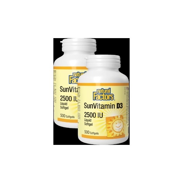 Natural Factors SunVitamin D 2,500iu - 500 + 500 Softgels FREE