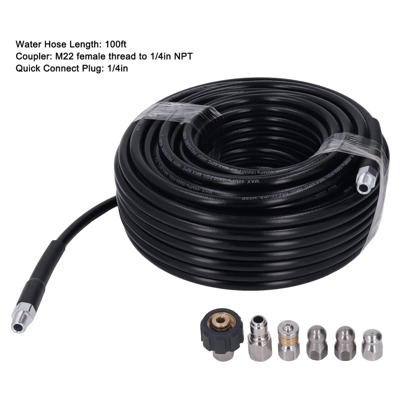 Leapiture 5800PSI 1/4 Inch High Pressure Sewer Jet Hose 100ft