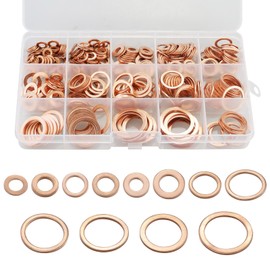 330 PCS Copper Sealing Rings Assortment Set, 12 Sizes Copper Metric Flat Sealing Washers Kit, Sump Plug Gasket Crush Washer Assortment, M5 M6 M8 M10 M12 M14 M16 M20