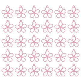 sourcing map 30Pcs Alloy Open Bezel Pendants, Sky Flower Open Back Hollow Frame Pendant Geometric for Resin Jewelry Making Earrings Necklace Bracelet DIY, Dark Pink