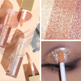 Housn Liquid Glitter Eye Shadow, Long-Lasting Waterproof High Pigment Liquid Glitter Eye Shadow, Starry Sequins Mermaid Eye Shadow, Sparkling Shimmer Metal Eyes Makeup (#09)