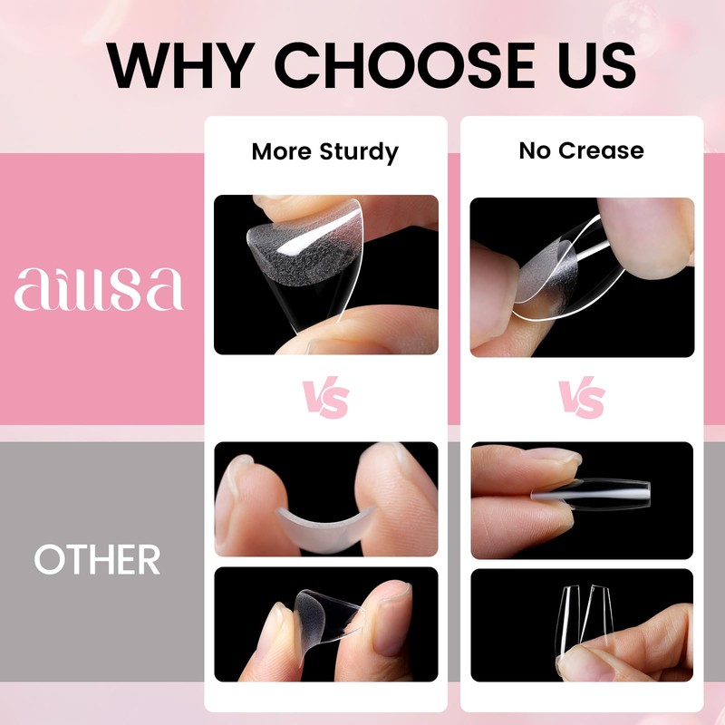 Gel Nail Extension Kit Short Almond Nail Tips, Nail Glue