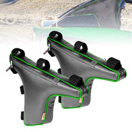 Goldfire Side Cage Tool Organizer Bags Stock Black Triangle Truss Storage Gear Bag Accessories Compatible With Kawasaki Teryx KRX 1000 2020 2021 2022 2023 (2 Pack Green Piping)
