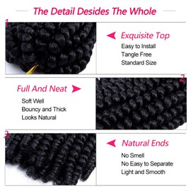 Spring Twist Hair 14 Inch Spring Twist Crochet Hair 6 Packs Spring Twist Braiding Hair For Butterfly Locs Soft Locs Low Temperature Synthetic Fiber Fluffy Hair Extensions (14 Inch,1#)