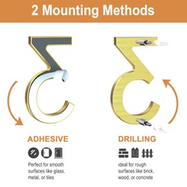 Yafimea 5 Inch House Numbers for Outside, Modern Gold Metal Address Numbers with Floating Effect, Adhesive or Screw Mount, Weatherproof Aluminum for Home Mailbox Porch Wall (Letter B)