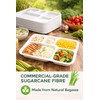 5-Compartment Bagasse Food Trays, 25 Pack, Compostable Sugarcane Fibre