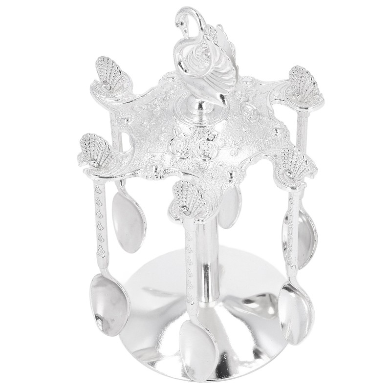 Coffee Spoon Holder Elegant Swan Silver Color Zinc Alloy Rotatable