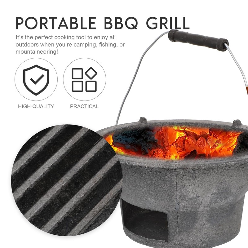 DOITOOL Cast Iron Charcoal Hibachi Grill, Portable Picnic Charcoal Stove