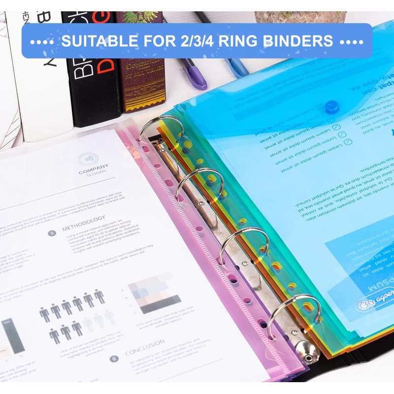 Agoer Pack of 20 A4 Document Wallets Filing, 7 Colours