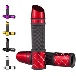 Amavoler Universal Motorcycle Handlebar Grips Fits for Motorcycles with 7/8" Left Grip and 1" Right，Diamond Pattern. (Red)