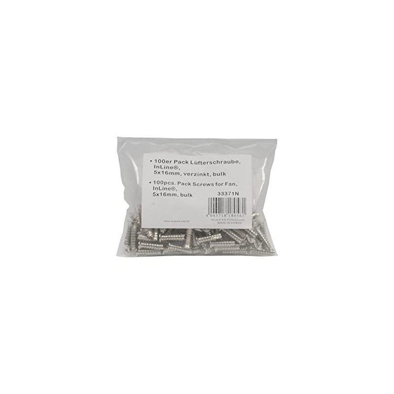 InLine 33371N Pack of 100 Fan Screws, 5 x 16