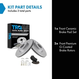 TRQ Front Brake Pad & Rotor Kit Brake Pads Brake Rotor Ceramic Premium G-Coated Compatible with 2006-2012 Ford Fusion 2007-2012 Lincoln MKZ 2006 Zephyr 2006-2013 Mazda 6 2006-2011 Mercury Milan