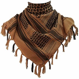 Cotton Shemagh Tactical Desert Keffiyeh Scarf Arab Sun Hat Wrap Soft SAS Army Military Heack Neck Mask Scarf (Mocha)