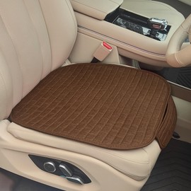 HQRNYP Front Car Seat Covers, Comfortable Car Seat Covers, Front Bottom Seat Cushion Covers, Universal Padded Car Interior Covers Car Accessories Suitable for Most Vehicles (Brown, Front Seat)