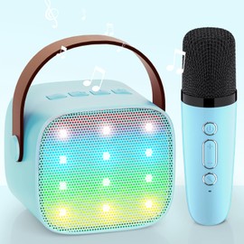 Children's Karaoke Machine, [Premium Version] Karaoke Microphone Children, Gifts for Girls Boys, Mini Bluetooth Speaker Gift Girls Voice Changer Toy for 3 4 5 6 7 8 9 10+ (Baby Blue)
