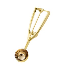 ZYHUI Gold Ice Cream Scoop Stainless Steel Cookie Scoops for Baking Melon Baller with Trigger 3 Sizes (Gold, M)