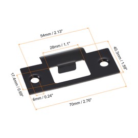 sourcing map Door Strike Plate, 70mm x 40.3mm 201 Stainless Steel Latch Deadbolt Strike Plate with Box for Door Frame Door Jamb, Black