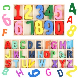 RUNEAY Wooden Letters Small with Numbers Wooden 180 Pieces, Colourful Uppercase Letters A-Z, Wooden Numbers 0-9, Wooden Letters for Crafts for DIY, Door Signs, Children's Room Door, Home Decoration,
