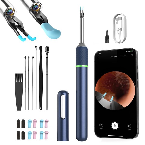Ear Wax Removal Kit Ear Camera, 1920P FHD WiFi Wireless Ear Cleaner with 6 LED Light, Ear Cleaner with Ear Pick & Tweezers, 3.2mm Visual Ear Otoscope Endoscope for iOS, Android, Adults, Kids, Pets