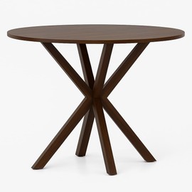 Tangkula 36" Round Dining Table, Mid-Century Modern Kitchen Table with Rubber Wood Legs, Vintage Table with Pedestal Base & Adjustable Foot Pads, Contemporary Side Table for Home, Office, Bar