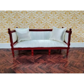 The Dolls House Emporium Dollhouse Sofa Couch Louis XVI Style Cream Silky Fabric 1:12 Scale Miniature