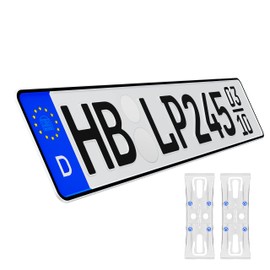 L & P Car Design Car Number Plate with Frameless Number Plate Holder Transparent DIN Car Number Plate 520 mm x 110 mm Bicycle Carrier Trailer Truck Car Sign (02 Season)