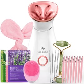 Facial Steamer Self-Care Gift Kit: Nano Ionic Face Steamer Deep Cleaning Unclogs Pores - Humidifier Hot Mist Spa Gifts for Women with 20 Skin Care Tools (Deep Cleansing Pore Refining)