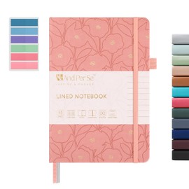 &And Per Se Lined Journal Notebook with Pattern, 160 Pages, A5 College Ruled Notebook Journals for Writing, 5.7 x 8 inches Hardcover Notebook for Women Men (1 Pack, Peach Pink)