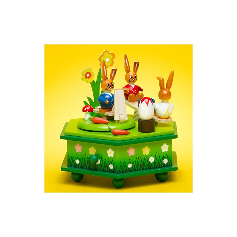 SIKORA OD03 Easter Decoration Wooden Music Box with Easter Bunny