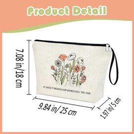 Christian Art Gifts Safe Inspirational Scripture Cosmetic Bag for Friends with Bible Verse: Sweet Friendship –Proverbs 27:9 Sage Green Floral Zipper Bag Get Well Gifts Birthday Gifts for Women