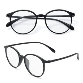 [CEETOL] メガネ 度あり 度付き眼鏡 度入り メンズ レディース TR90 近視メガネ 近眼 眼鏡 軽量 弾性樹脂フレーム UVカット クリア PCメガネ おしゃれ パソコン用メガネ 男女兼用 ブラック（PD62mm 度数-3.0）