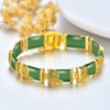 HPQQ Green Jade Bracelet for Women 18k Gold Plated Sterling