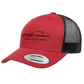Ford Fairlane 500 Skyliner Convertible Fully Embroidered Yupoong 6606 Snapback Trucker Fitted Cap red/Black